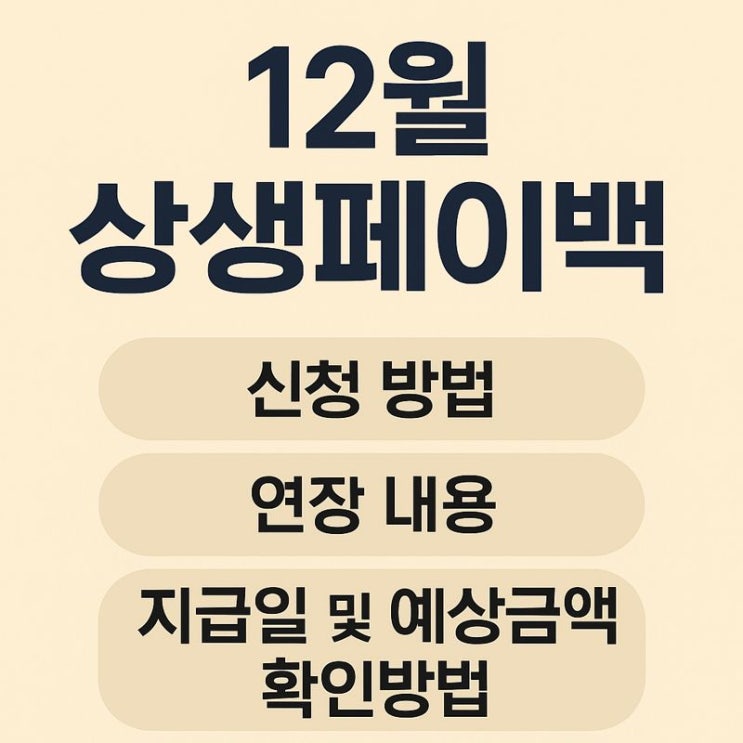  12월 상생페이백 연장 정리 신청 방법과 지급일, 예상금액 조회까지
