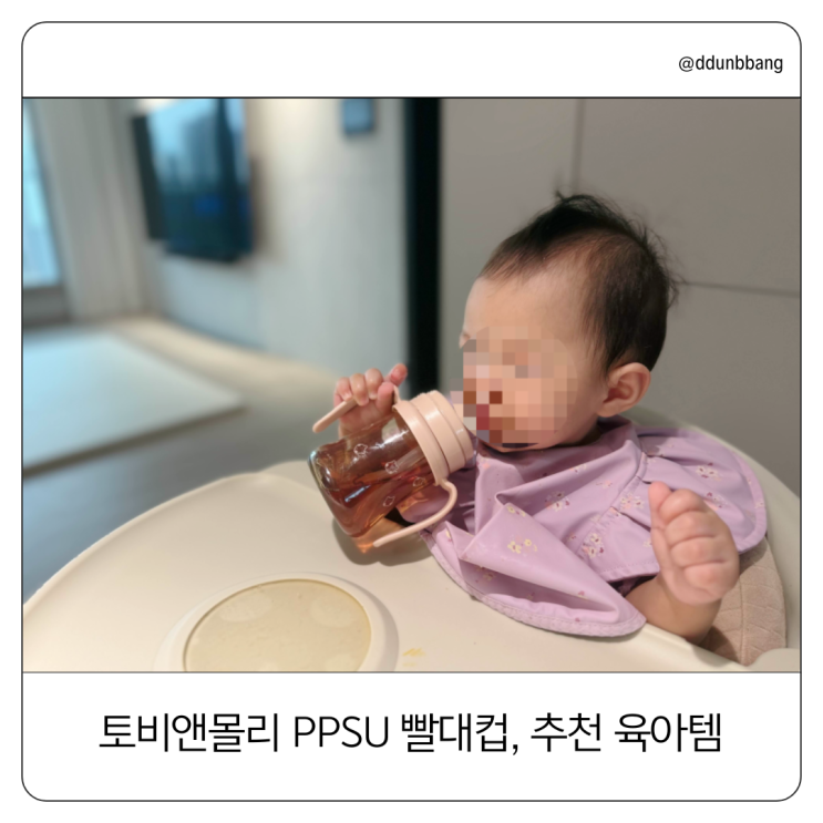  육아템 추천! 토비앤몰리 PPSU 돗람이 빨대컵 180ml 솔직 사용 후기