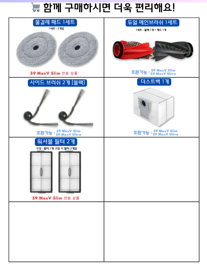 로보락 S9 MaxV Slim 소모품 물걸레 정보