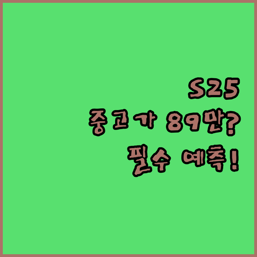 1년 후 89만원대 갤럭시 S25 512GB 중고 가격 예측 구매 가이드