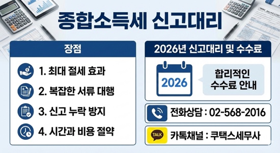  종합소득세 신고대리 장점과 신고대리 비용 수수료 2026년