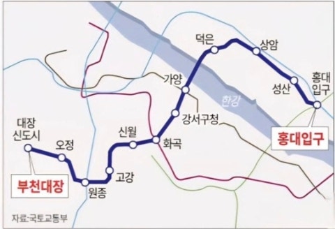  대장홍대선 노선 착공 이후 수혜단지는?
