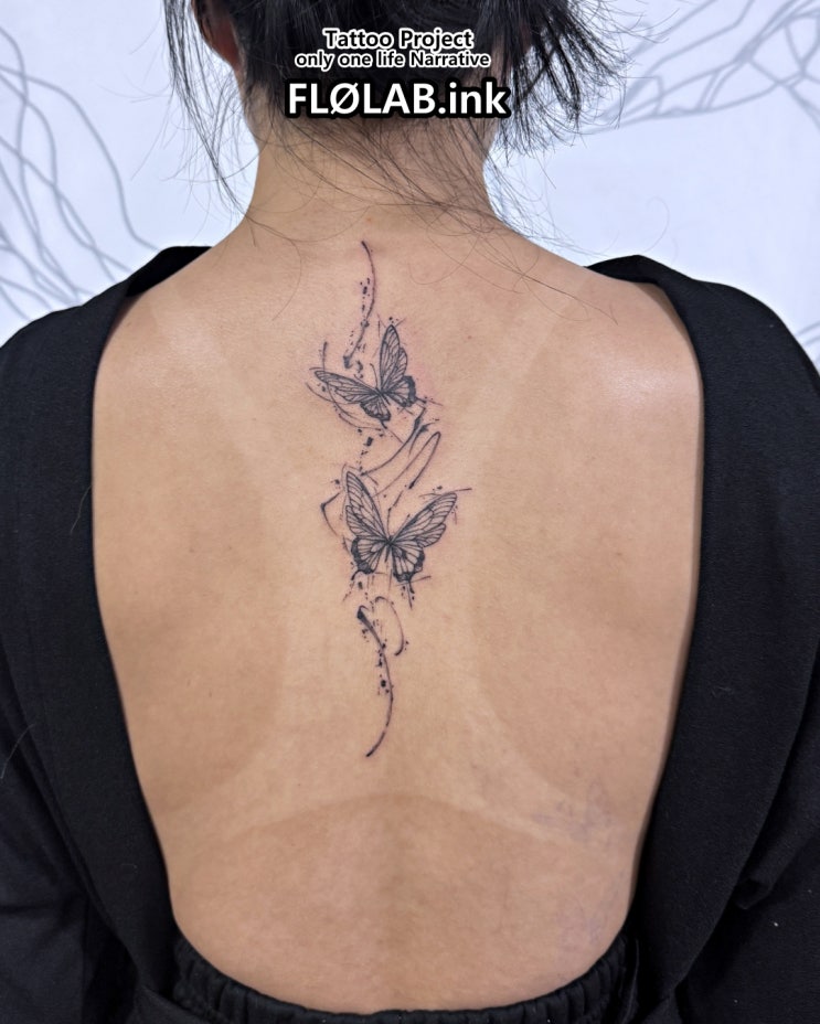 순천타투 플로랩잉크 흐름과 여백의 미학 _ butterfly tattooart