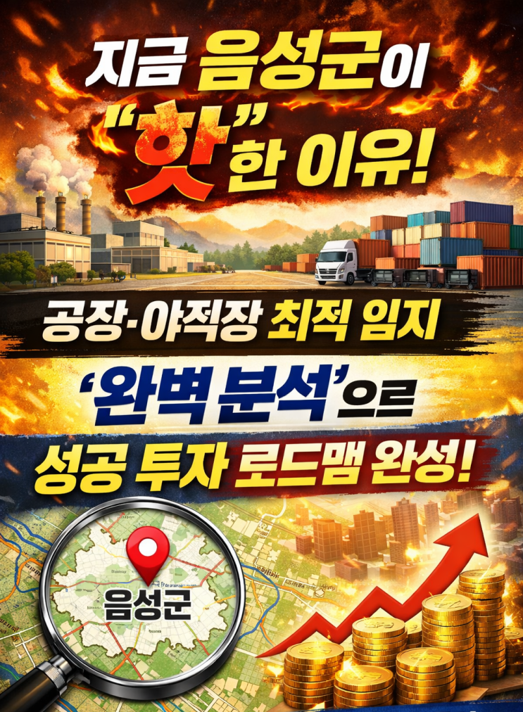   충북 음성군, 성공 사업의 '블루칩'으로 떠오르는 이유! 공장·야적장 입지 조건 '핵심' 분석!