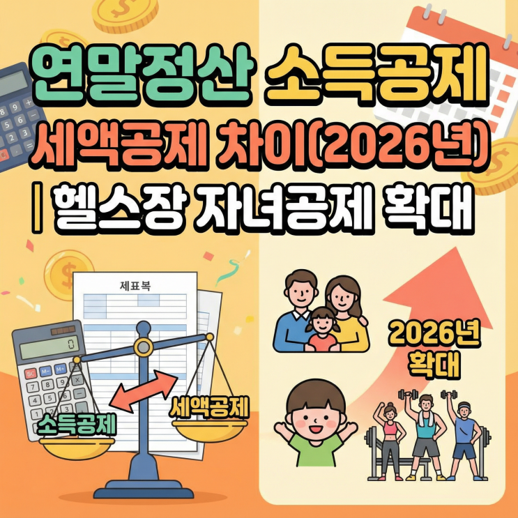  연말정산 소득공제 세액공제 차이 | 헬스장 자녀공제 확대(2026년)