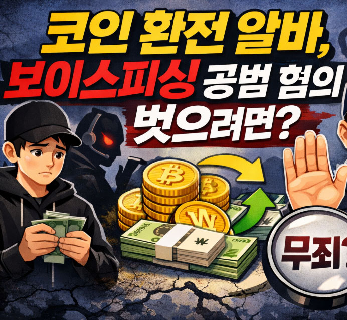  [법률칼럼] "꿀알바인 줄 알았는데." 코인 환전 알바, 사기 공범 혐의 벗으려면? 안양 보이스피싱 변호사