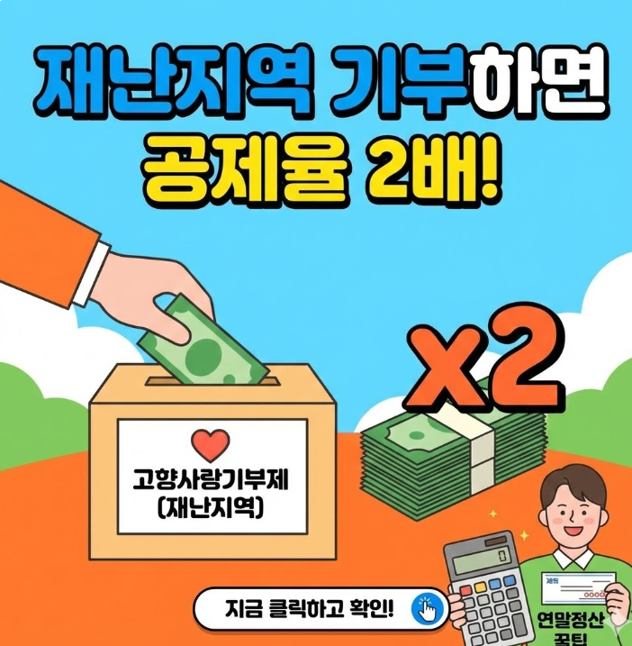  재난지역 기부하면 공제율 2배! 고향사랑기부제 연말정산 꿀팁