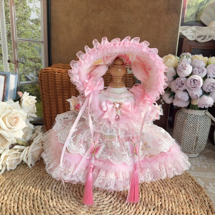  20cm 피치 핑크 원피스 세트 인형옷 롱바디 체형 아이돌인형옷