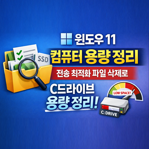  윈도우11 컴퓨터용량정리 방법, 전송 최적화 파일 삭제로 C드라이브용량정리하기