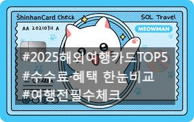  [2025 해외여행카드 추천]가장 인기있는 5종 비교 | SOL트레블/트래블로그/마일리지프리미엄/토스뱅크외환/노리2체크 카드  | 환율·수수료·혜택 한눈 정리