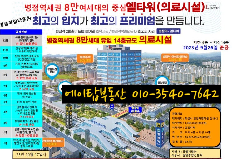  병점역 초역세권 엘타워 상가 시행사 보유분 줍줍 분양