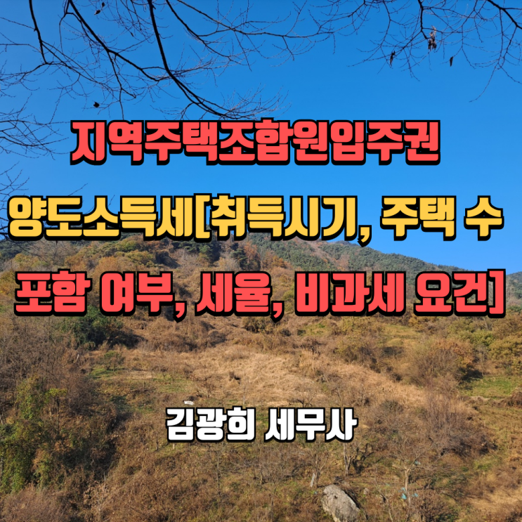  지역주택조합원입주권 양도소득세[취득시기, 주택 수 포함 여부, 세율, 비과세 요건]