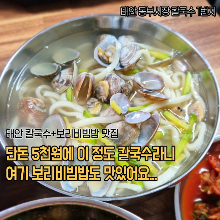  줄서서먹는 태안현지인맛집 동부시장 칼국수 1번지 단돈 5천원에 보리비빔밥까지?