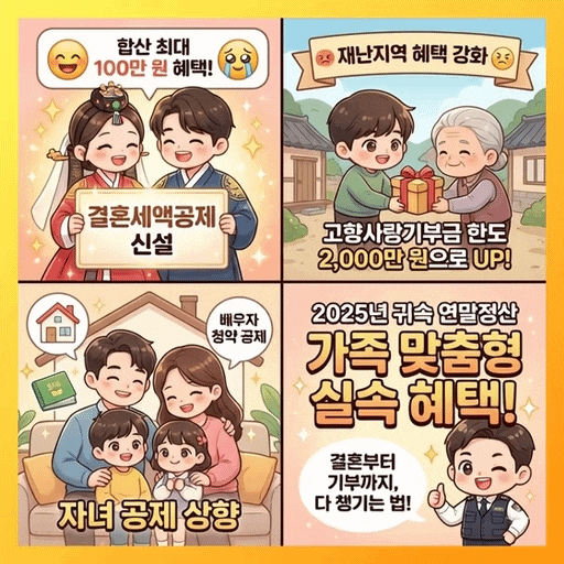  연말정산 역대급 혜택? 결혼부터 기부까지 다 챙기는 법, 달라진 세금 공제(2025년 귀속)