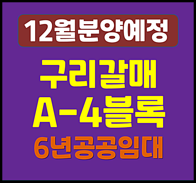  구리갈매역세권 A4블록 본청약 6년 공공임대