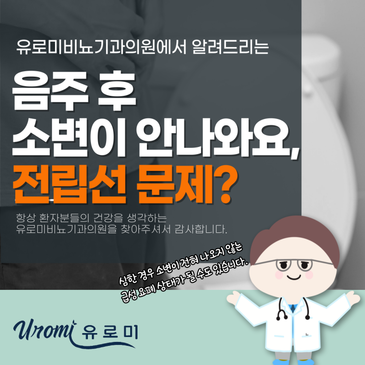  경기도광주비뇨기과 음주 후 소변이 안나올때, 전립선 문제일까?