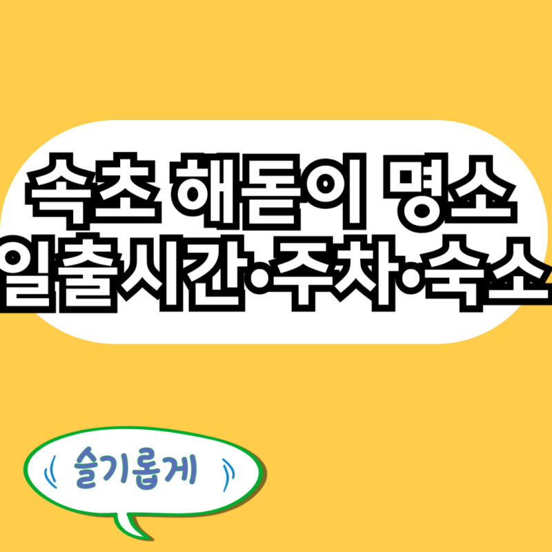 속초 해돋이 명소 추천 2026 일출시간·주차 꿀팁·숙소 정보