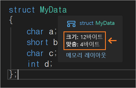  Visual Studio에서 구조체 멤버 정렬 상태 확인하기