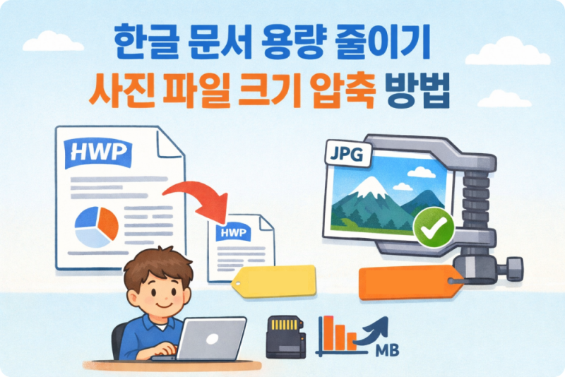 한글 문서 용량 줄이기, 사진 파일 크기 압축 방법