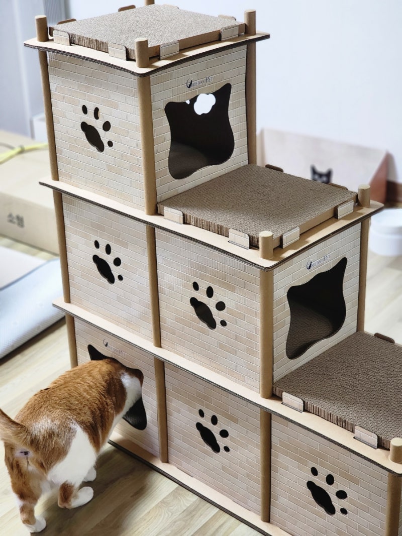 고양이 숨숨집 추천 크림펫 캣타워 스크래쳐 정말 잘사용해요
