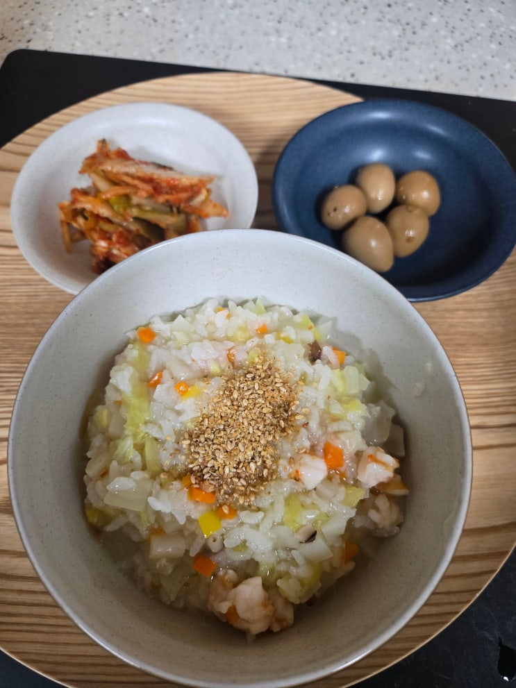  아침식사로 좋은 배추새우죽-버미큘라 라이스팟 죽 기능으로 만들기
