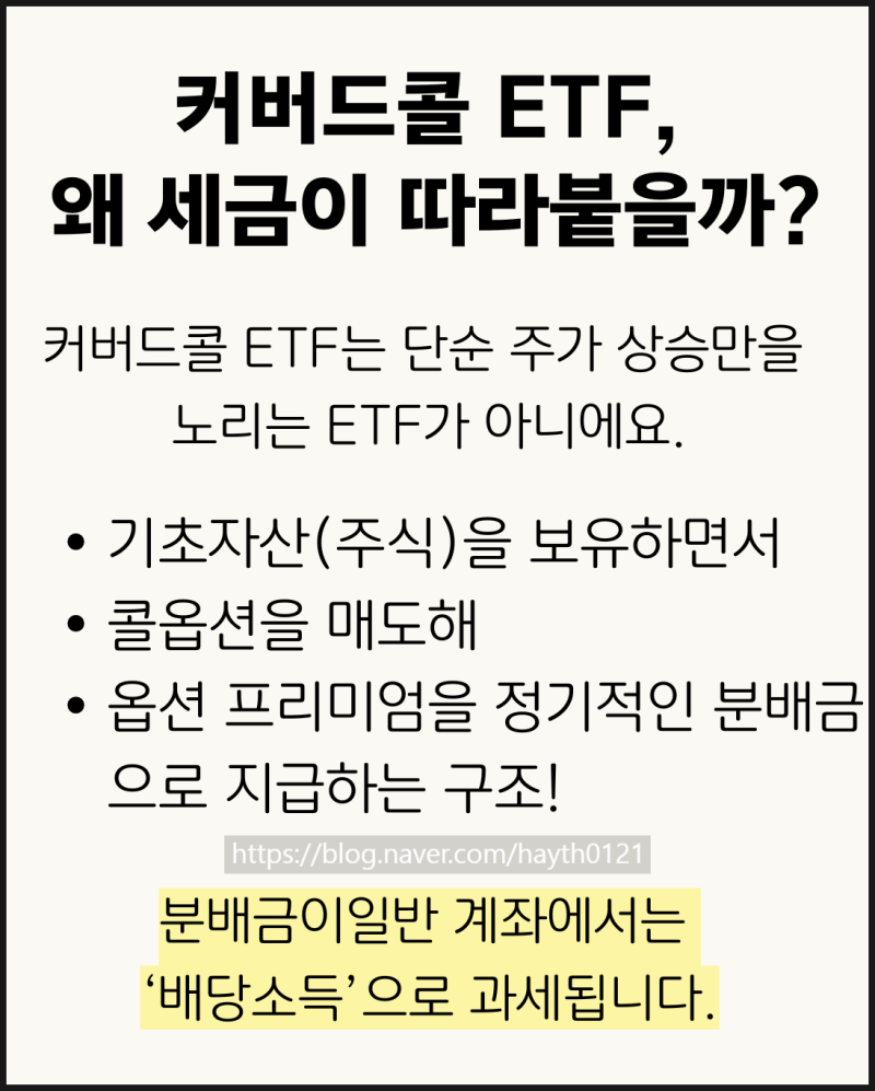 커버드콜 ETF, 연금계좌에 담으면 세금이 달라진다 : 네이버 블로그