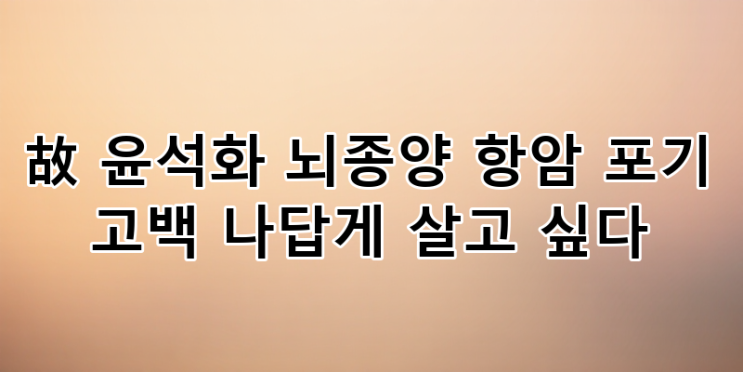 <b>故 윤석화</b> 뇌종양 항암 치료 포기, '나답게' 삶을 택한 연극계의... 