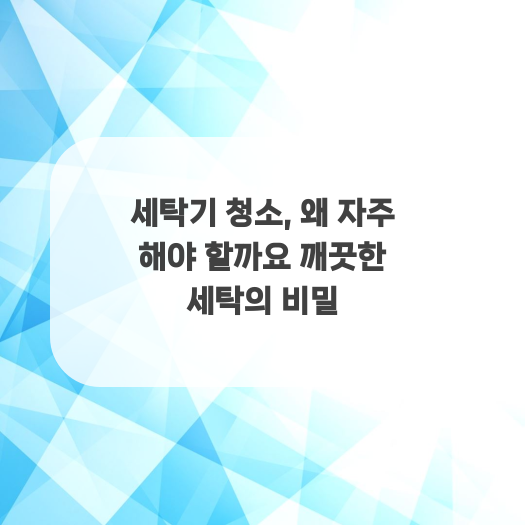  세탁기 청소, 왜 자주 해야 할까요 깨끗한 세탁의 비밀
