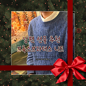 남편선물 브룩스브라더스 셔틀랜드 케이블 풀오버 니트 블루색 후기 및 착샷