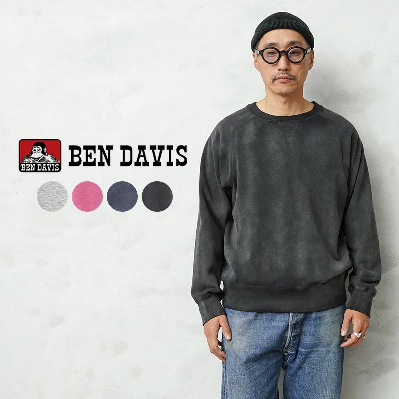 빈티지 라이크인 스프레이 브리치 가공 BEN DAVIS 벤데이비스 70s 크루넥 스웻 셔츠 맨투맨