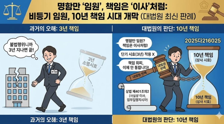  대법원 2025. 12. 11. 선고 2025다216025 판결 - "명함만 부사장님, 책임은 3년짜리가 아닙니다"