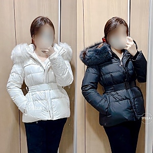 에고이스트 요크 다이아퀼팅자수 벨티드 구스다운 후기✨ (+ 블랙&아이보리 패딩 비교, 사이....