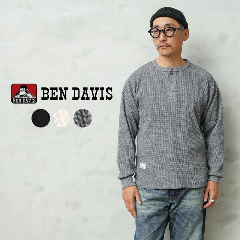 BEN DAVIS WAFFLE L/S 벤데이비스 와플 롱슬리브 헨리넥 티셔츠