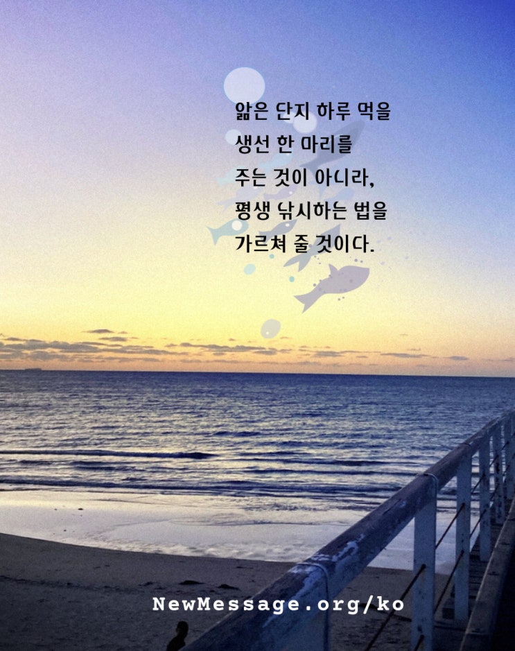  단지 하루 먹을 생선 한 마리를 주는 것이 아니라, 평생 낚시하는 법을 가르쳐 줄 것이다.