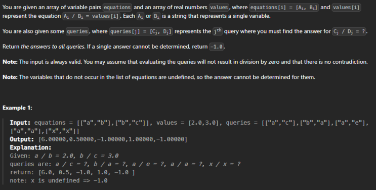  JAVA_LeetCode 399_Evaluate Division