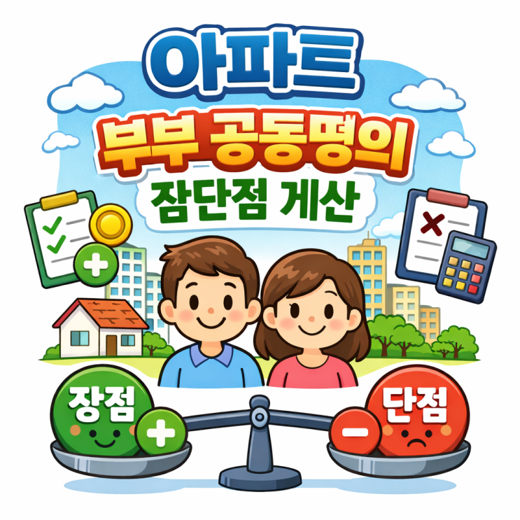  아파트 부부 공동명의 장단점 계산 세금 폭탄 피하는 법 (종부세 vs 취득세 건보료 비교)