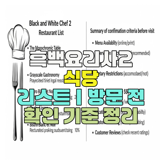  흑백요리사2 식당 리스트｜방문 전 확인 기준 정리