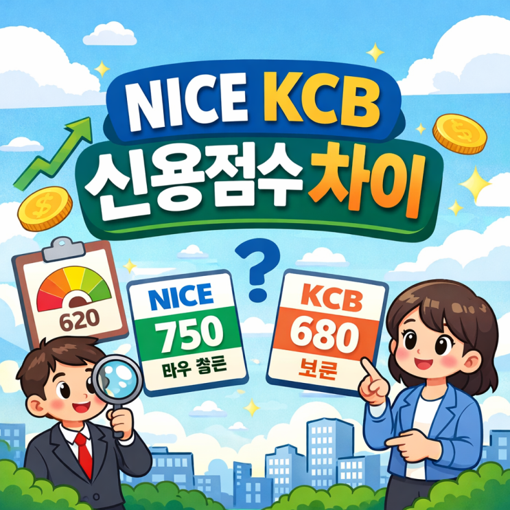  NICE KCB 신용점수 차이 및 올리는 법 (토스 카카오뱅크 점수 다른 이유)