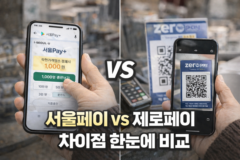 서울페이 vs 제로페이 차이점｜페이백·할인 혜택 비교