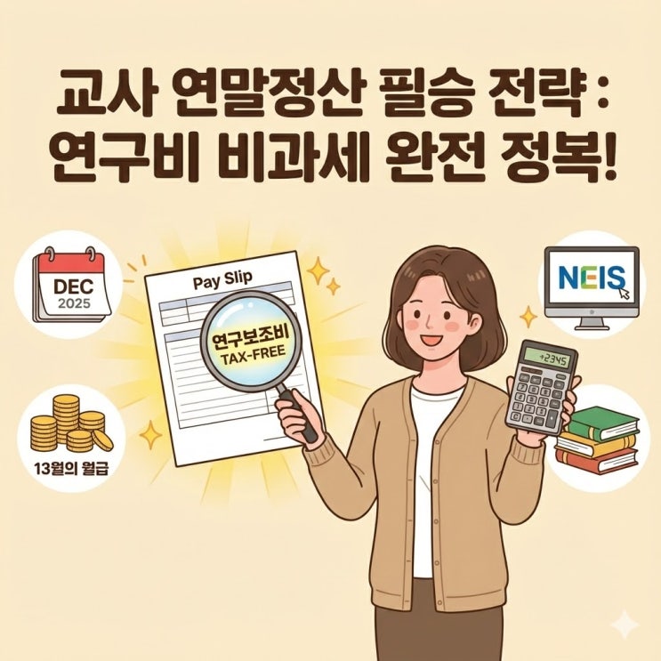  2025 교사 연말정산, '연구보조비' 비과세 240만원 안 챙기면 손해! (나이스 확인법)