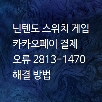  닌텐도 스위치 게임 카카오페이 결제 오류 2813-1470 해결 방법