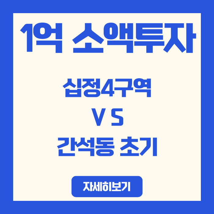 1억 소액 투자, 십정4구역 vs 간석동 초기 단계 수익률 비교