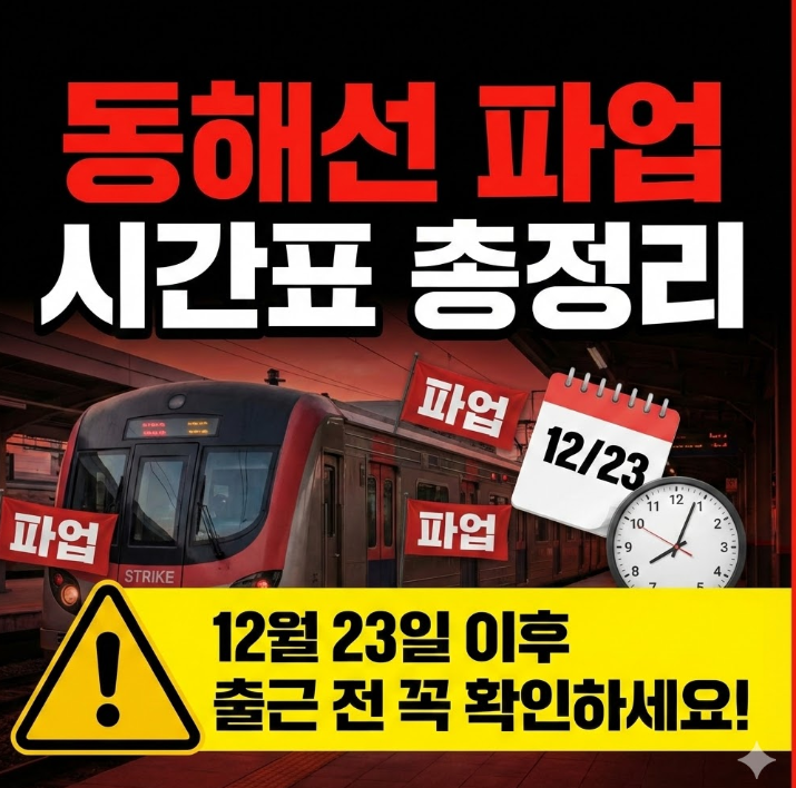  동해선 파업 시간표 총정리｜12월 23일 이후 출근 전 꼭 확인하세요