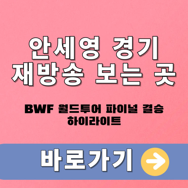  안세영 경기 재방송 보는 곳 (BWF 월드투어 파이널 결승 하이라이트)