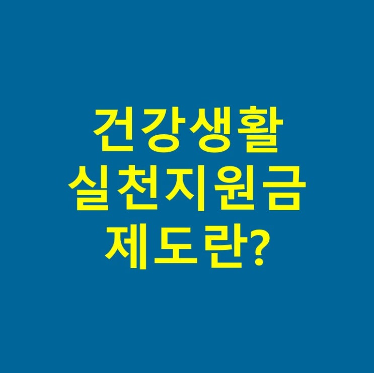  건강생활실천지원금 제도란?
