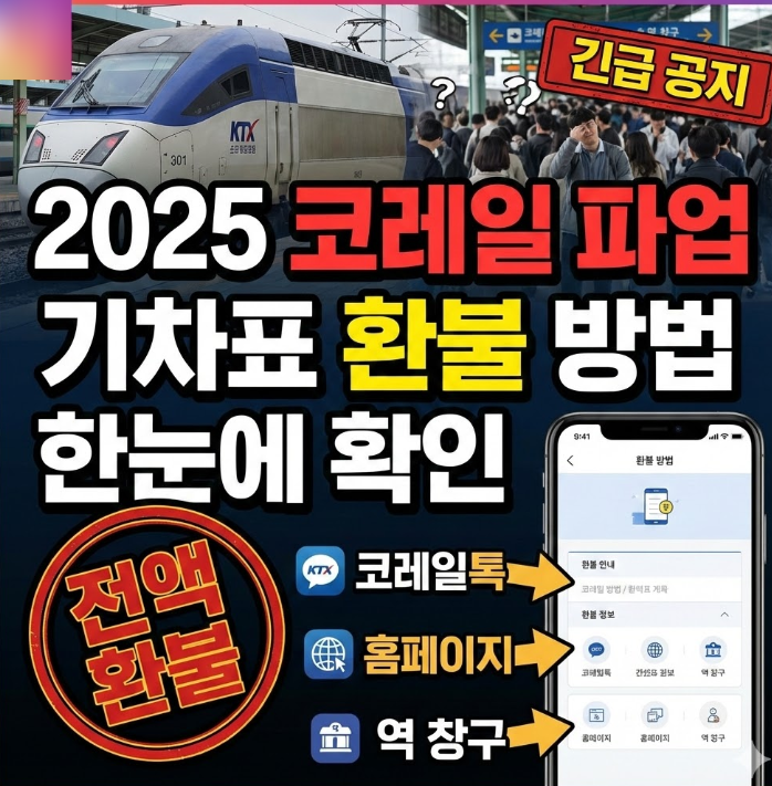  2025 코레일 파업 기차표 환불 방법 한눈에 확인