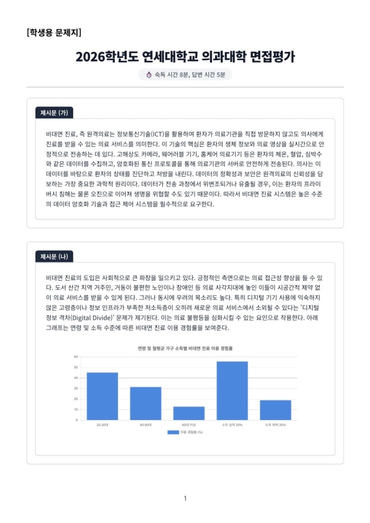  2026학년도 연세대 의예과 정시 MMI 구술면접 완벽 대비 전략  [CMA국어영어학원]