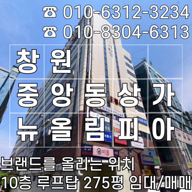  [창원 성산구 중앙동 루프탑 상가 임대/매매] 10층 단독 사용 가능한 '뉴올림피아' 프리미엄 상가