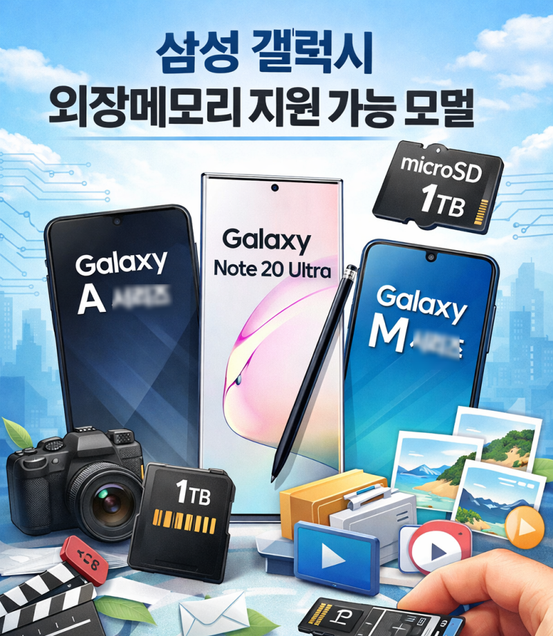 삼성 갤럭시 핸드폰 외장메모리 메모리카드 추가 지원 가능 모델