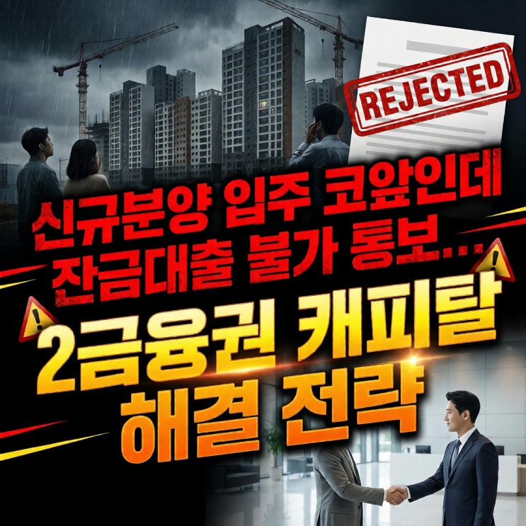  신규분양 아파트 입주 코앞인데 잔금대출 불가 통보... 2금융권 캐피탈 해결 전략